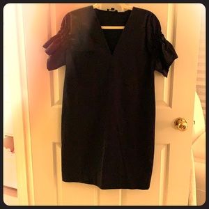 Short sleeve poplin navy blue dress